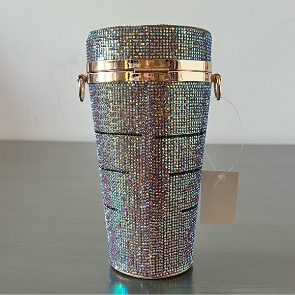Starbucks Mermaid Rose Gold Aurora Borealis Rhinestone Coffee Cup Clutch Purse - Picture 6 of 13